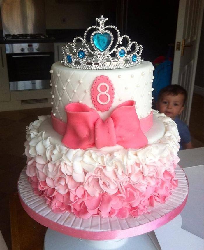 Ombre pink ruffle princess cake