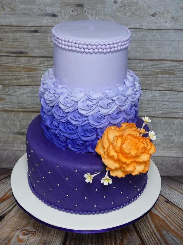 Sugar peony rosette wedding cake