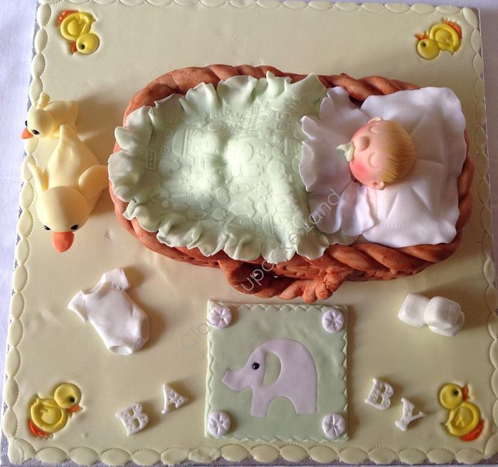 Baby in a Moses Basket Cake