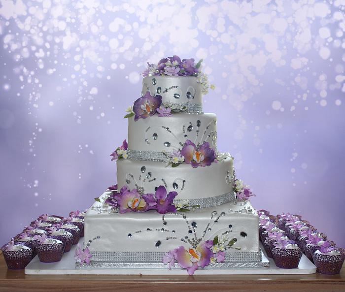 White with Purple Floral