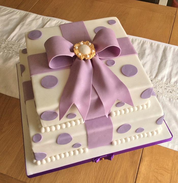 Purple Bow Parcel Cake
