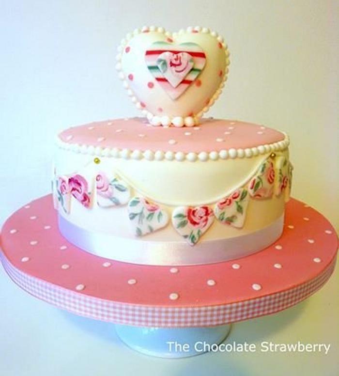 Hand Painted Rose Bunting Cake