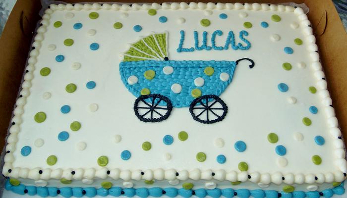 Baby carriage cake in buttercream