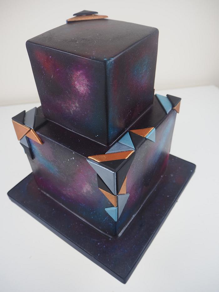 Geometric Galaxy Wedding Cake