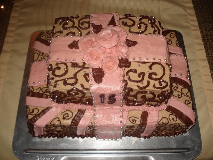 Pink Brown Birthday cake