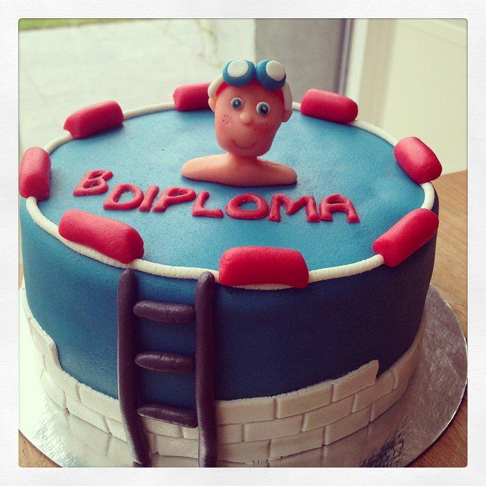 Swimming diploma cake