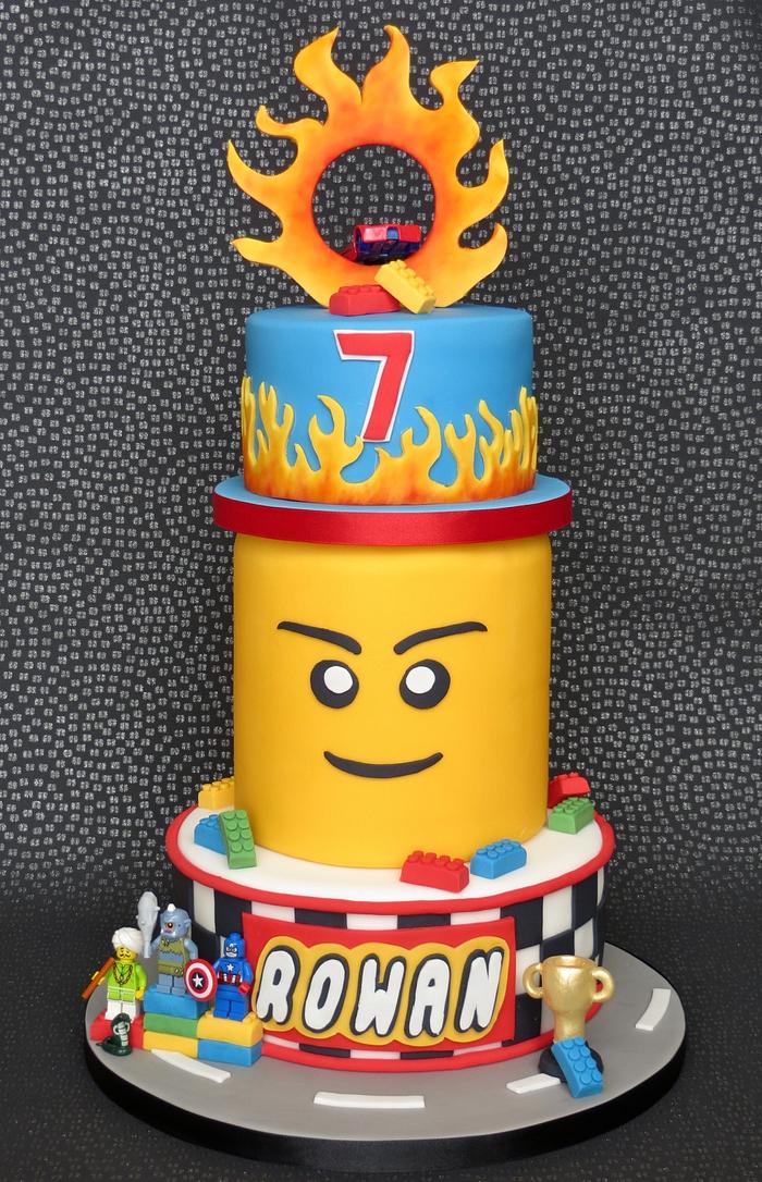 Lego and Hot Wheels Cake
