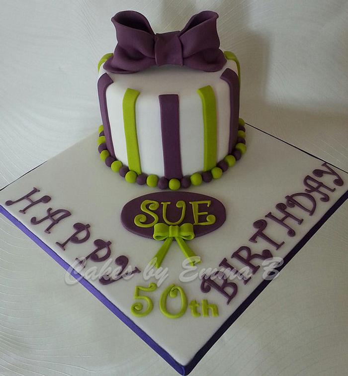 Purple and Green 50th Birthday Cake