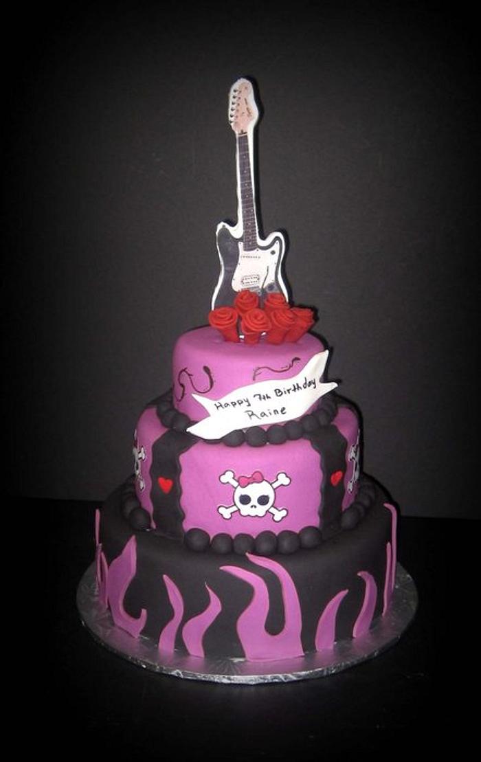 Skull & Guitar Cake