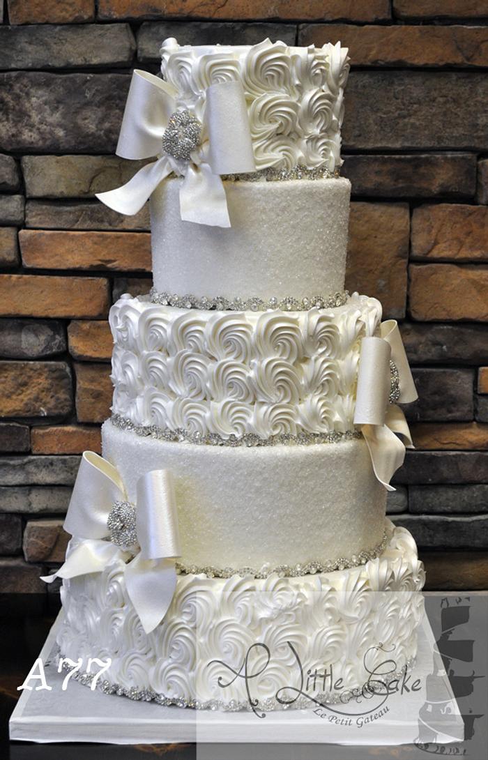 5 Tiered Buttercream Iced Wedding Cake