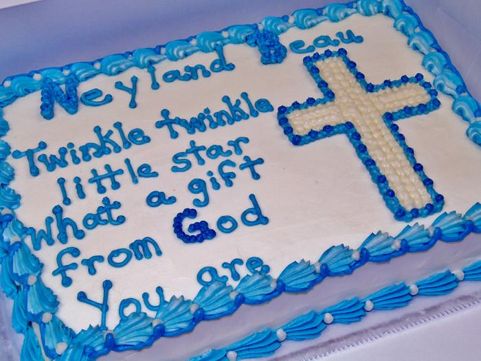 Cross baby christening cake