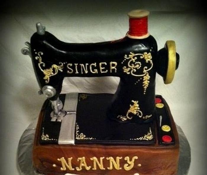 Singer sewing machine birthday cake