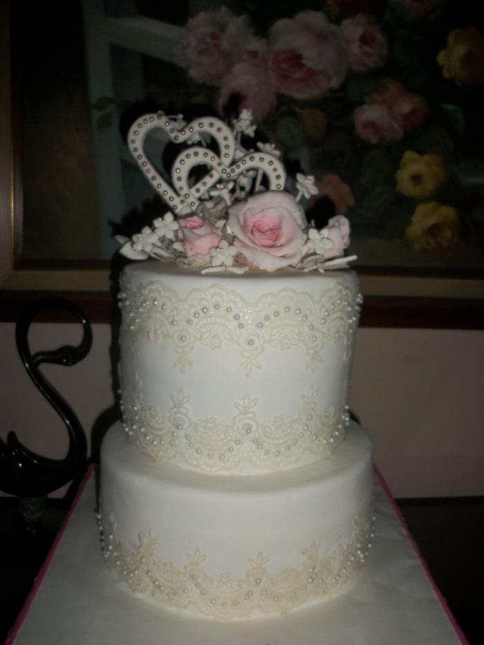 Rose Blush Lace Wedding Cake