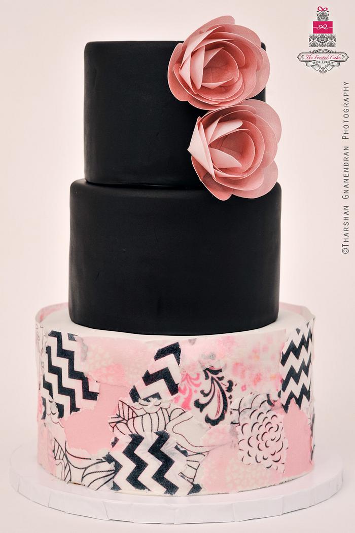 Wafer Paper Decoupage Anniversary Cake
