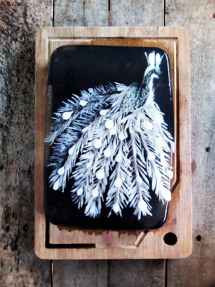 Peacock Gelatin Art Cake