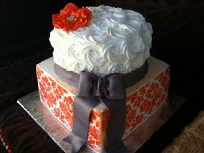 Orange & Grey Wedding Cake