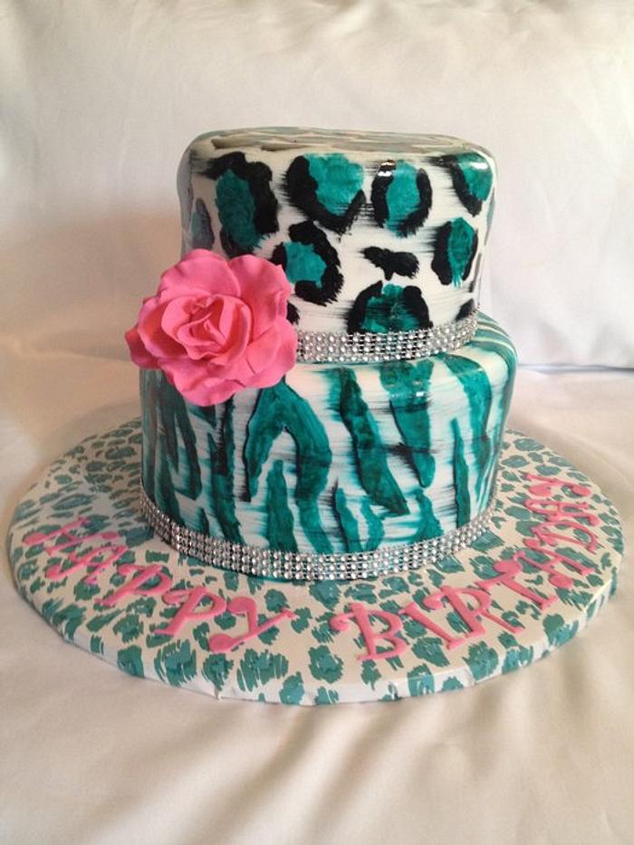 Fabulous Diva-licious leopard/Zebra Birthday Cake