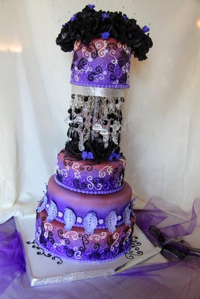 Purple and black rose cake