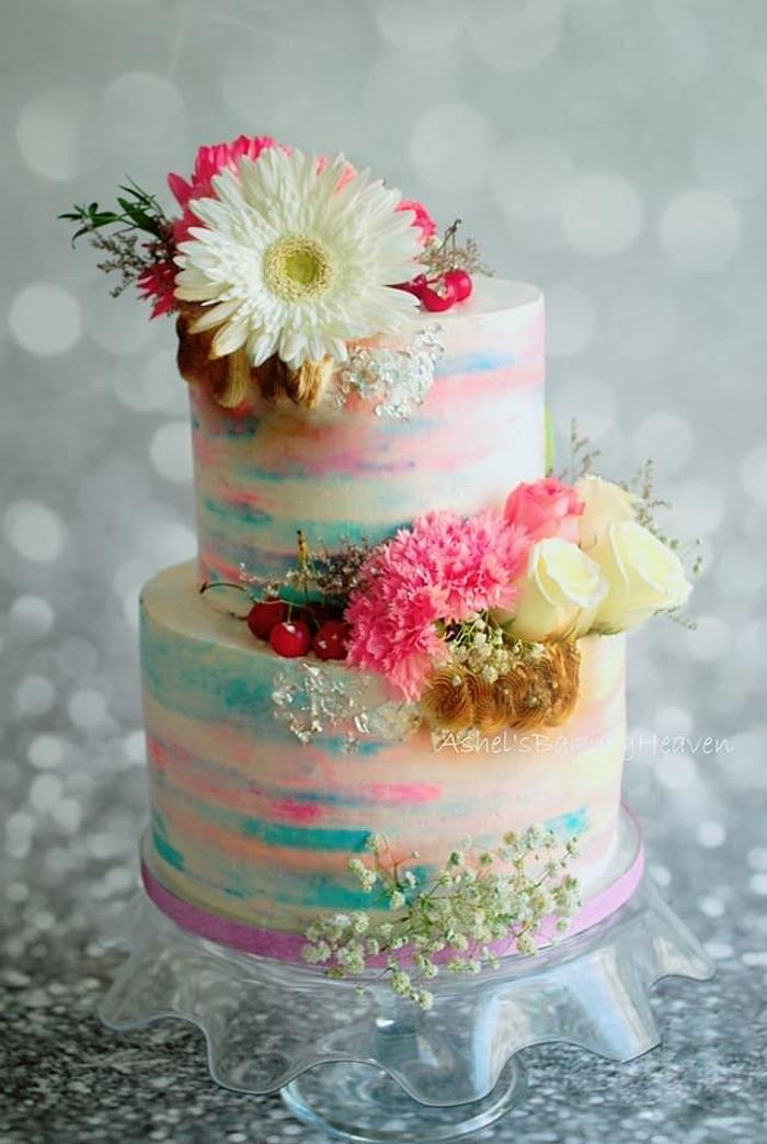 A pretty water colour cake