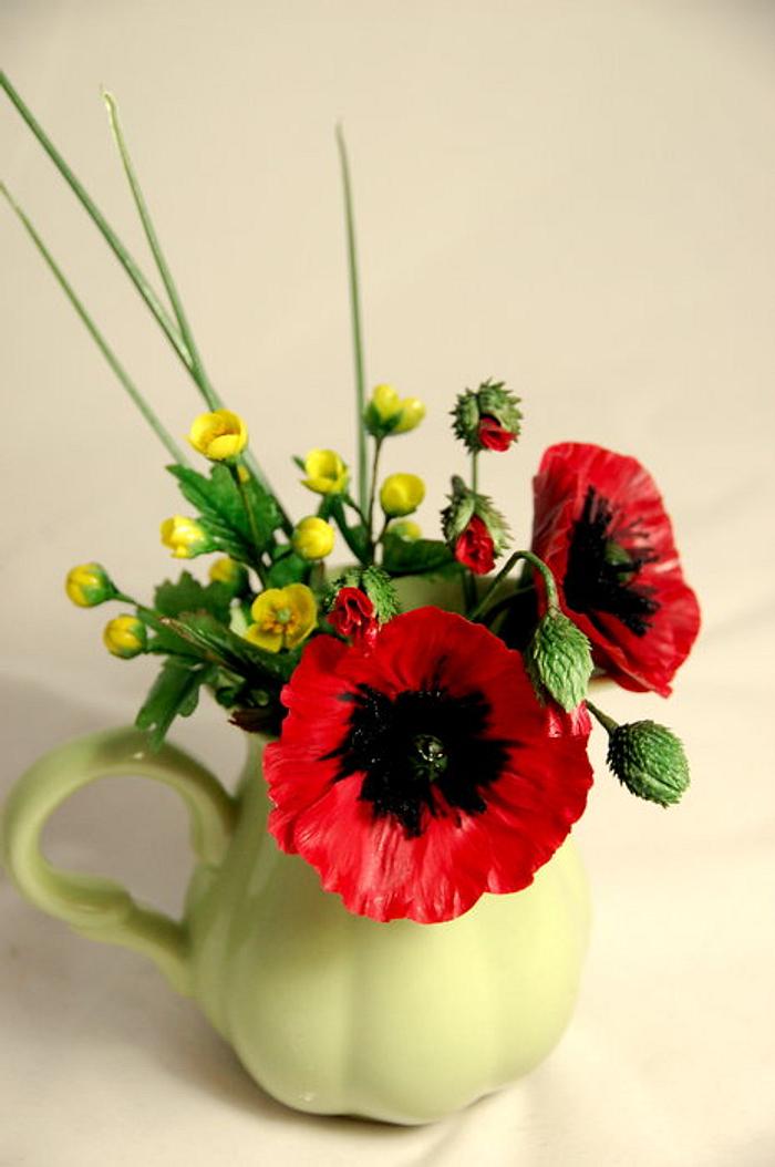 Summer flowers - poppies and buttercup.