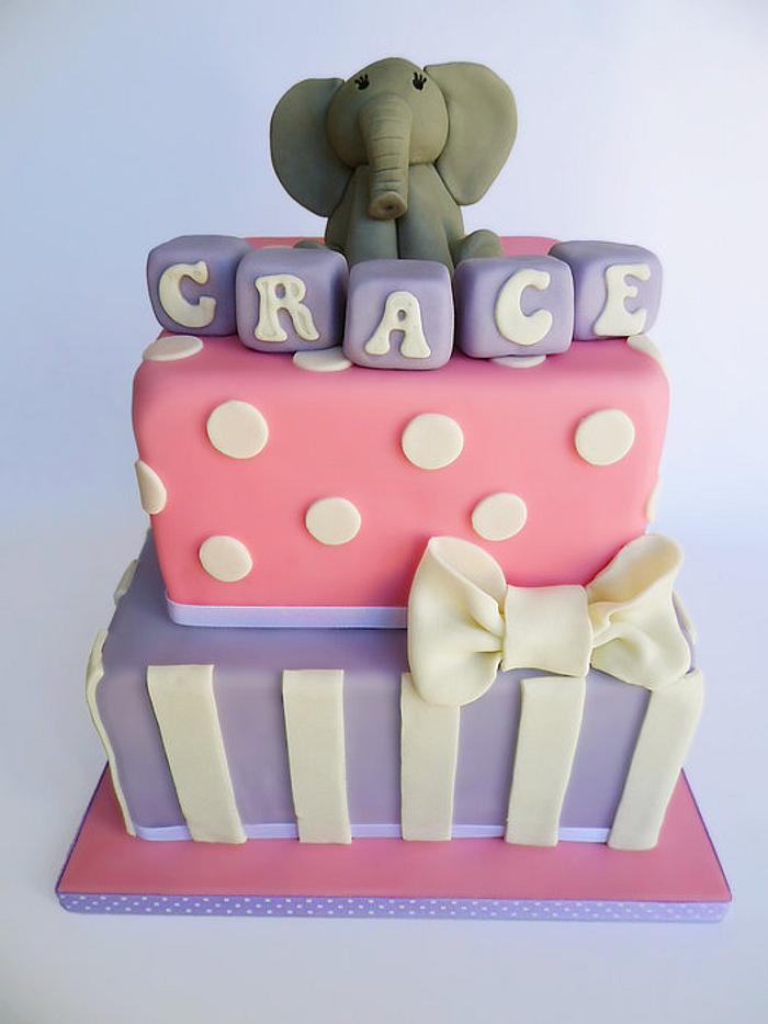 Elephant christening cake