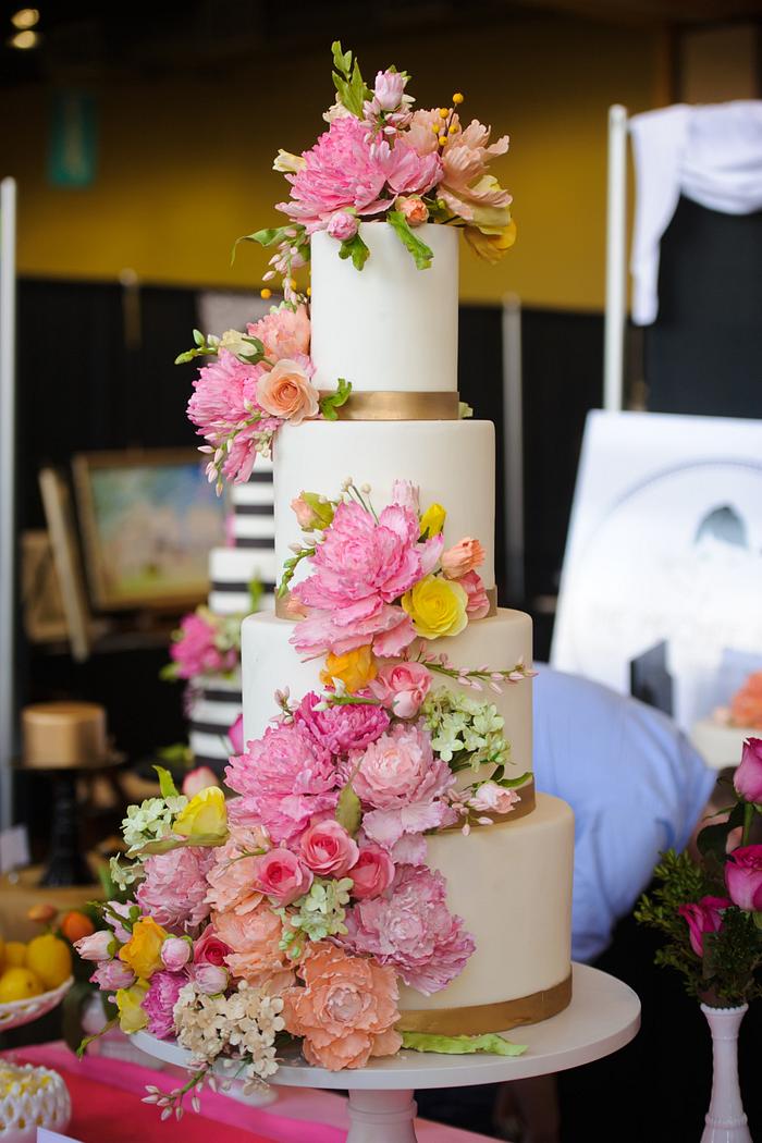 Lilly Pulitzer Inspired Sugar Flower Wedding Cake