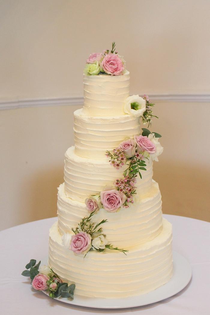 Buttercream wedding cake.