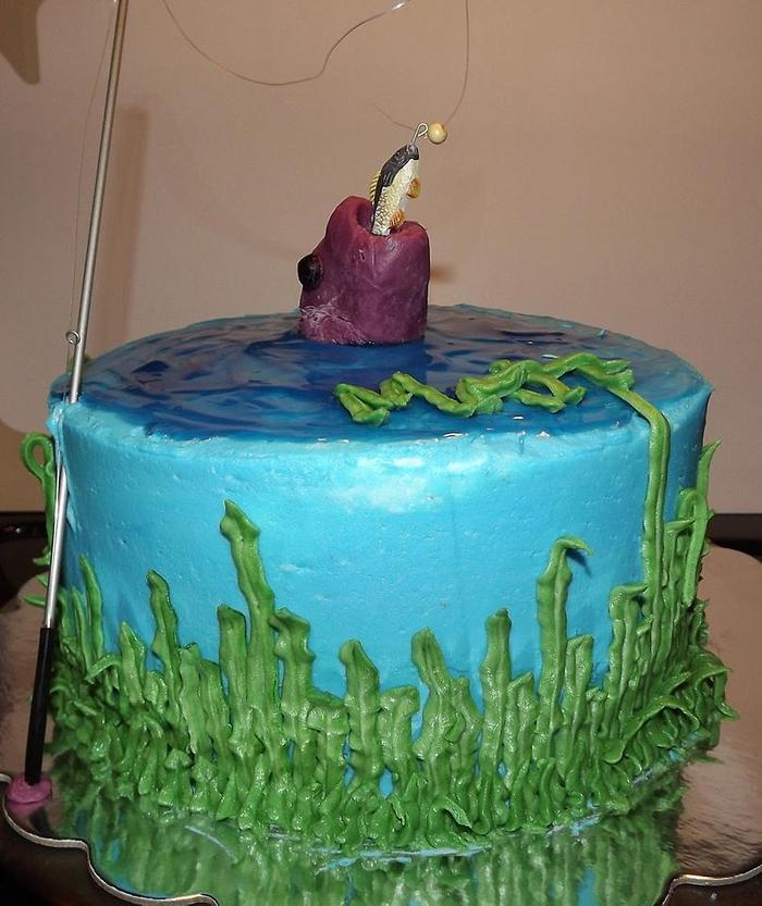 Let's go fishing birthday cake