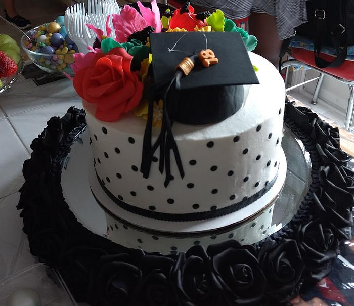 Polka Dot Graduation Cake