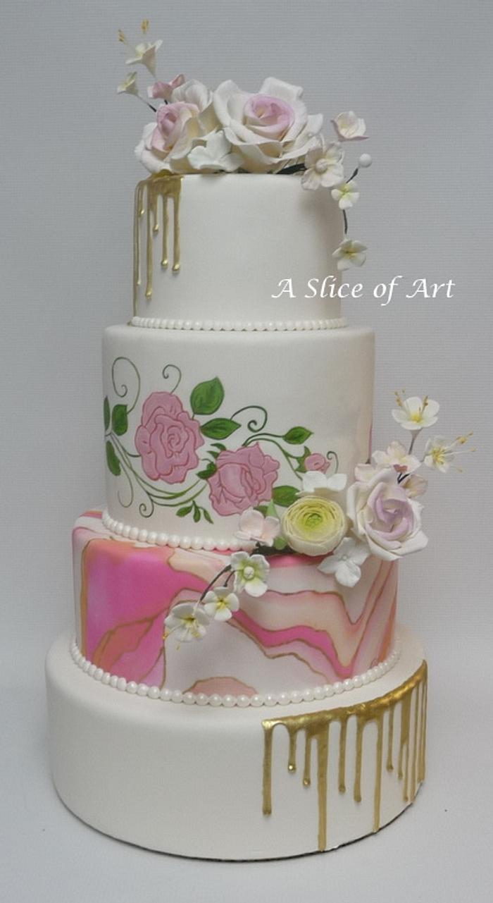 Painted marbled Wedding cake
