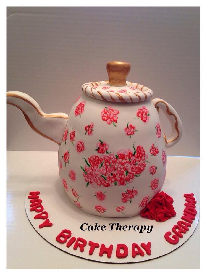 Antique Hand-painted Floral Teapot 