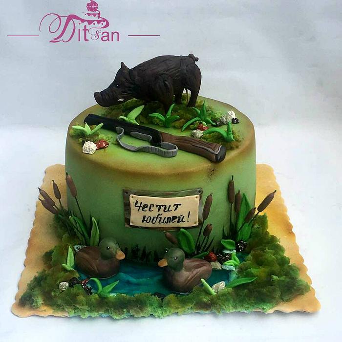Cake for hunter and fisherman