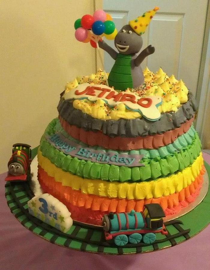 Barney and Thomas Rainbow cake