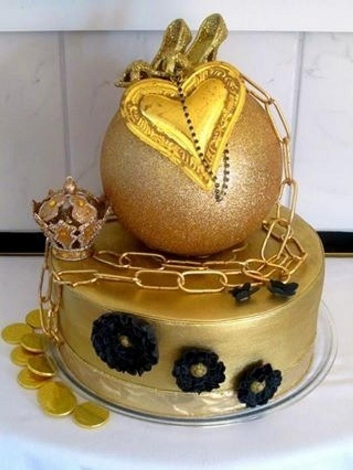 Golden Wrecking Ball Cake