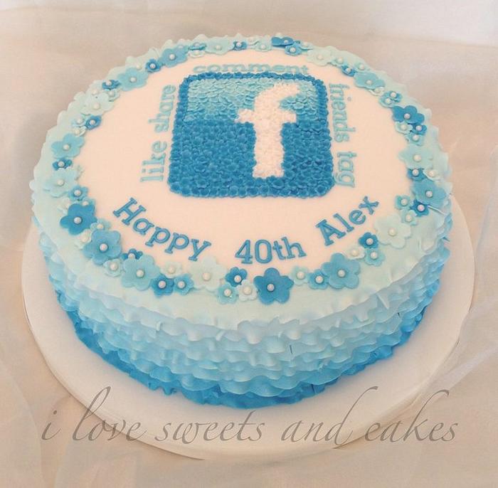 Pretty Facebook Birthday Cake 