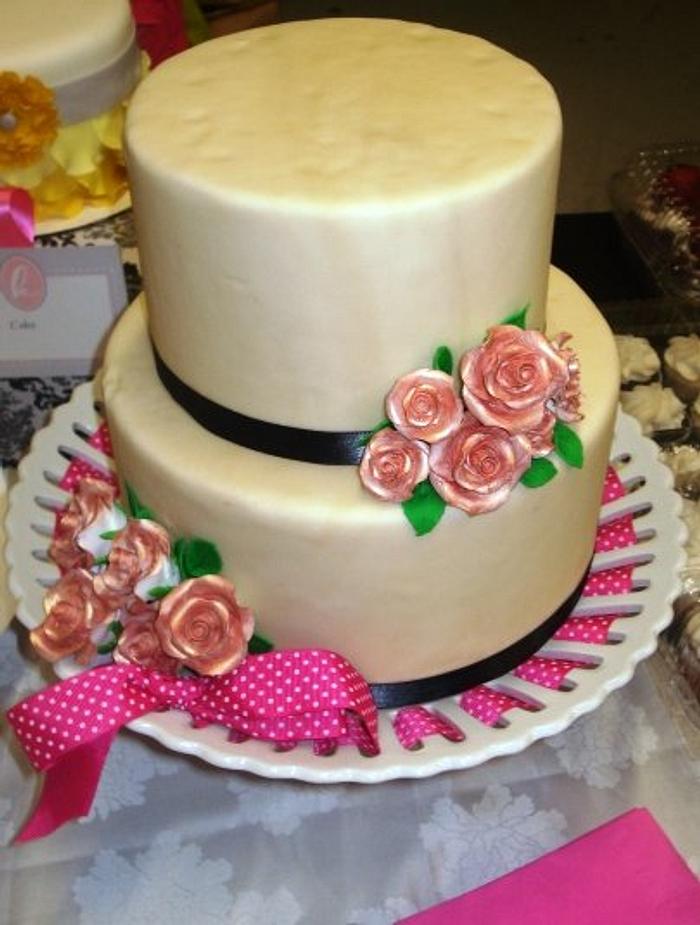 Cream and Champage Wedding Display Cake