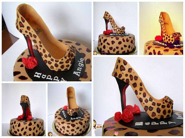 louboutin leopard shoe cake