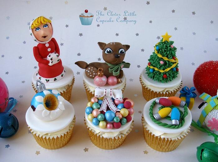 Vintage/Kitsch style Christmas cupcakes