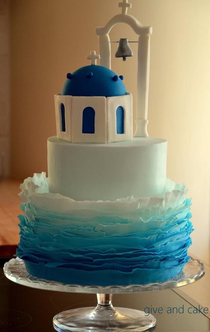 Santorini Island cake