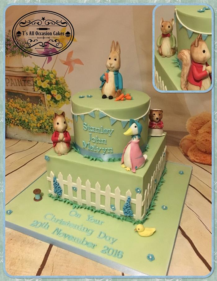 Peter rabbit christening cake