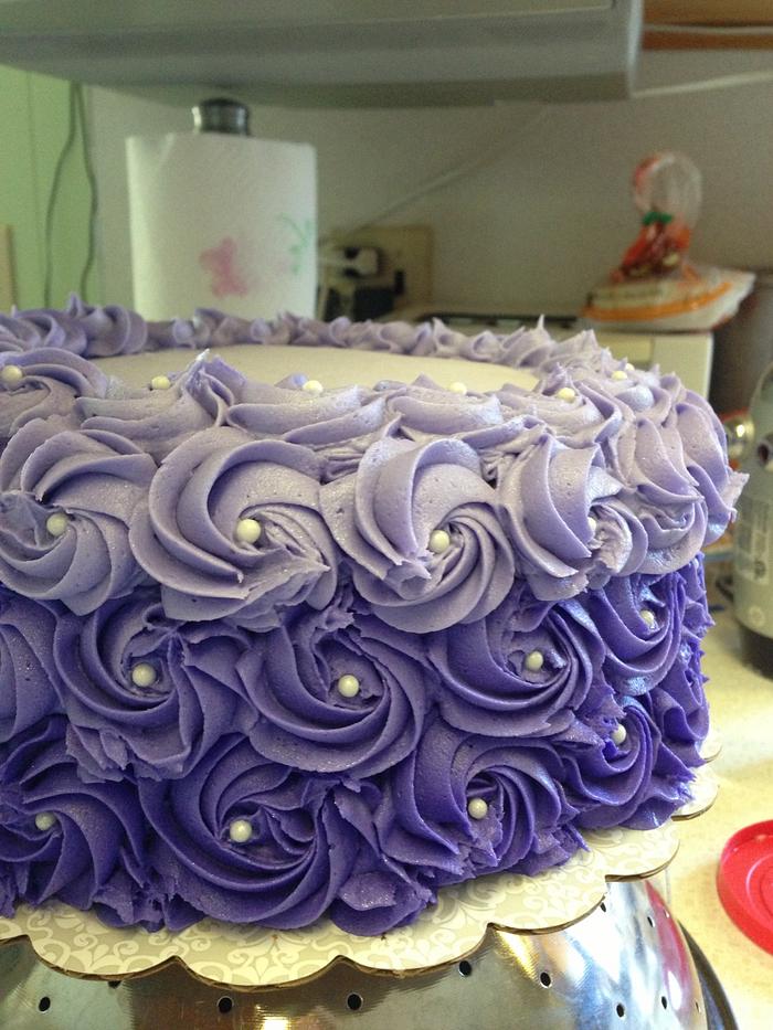 Purple ombre rosette cake
