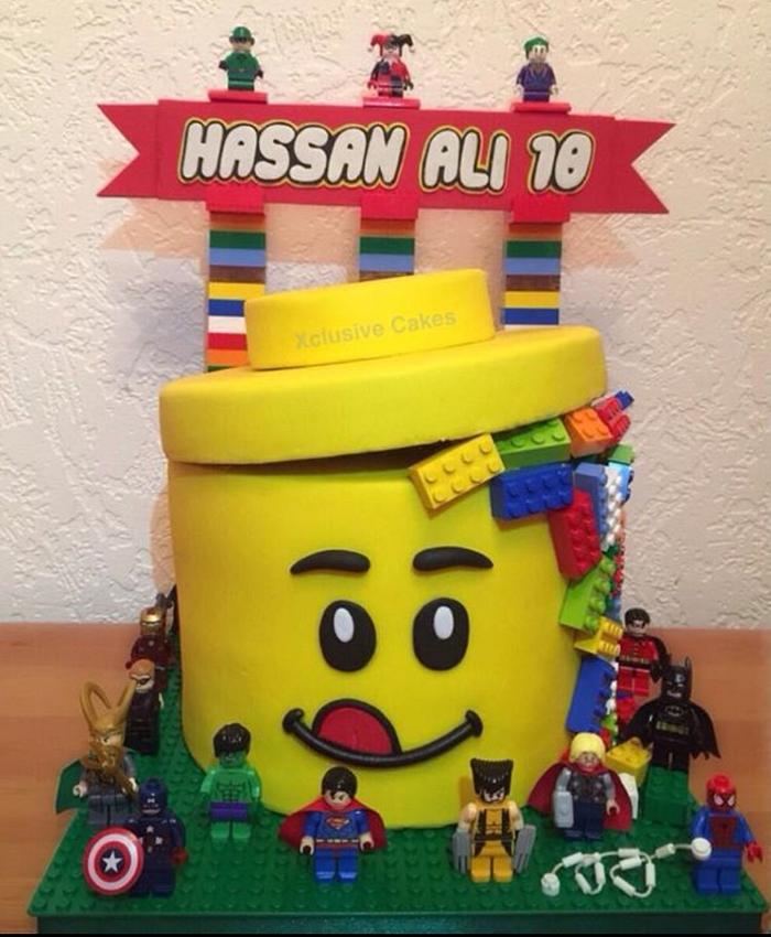 Lego superhero cake