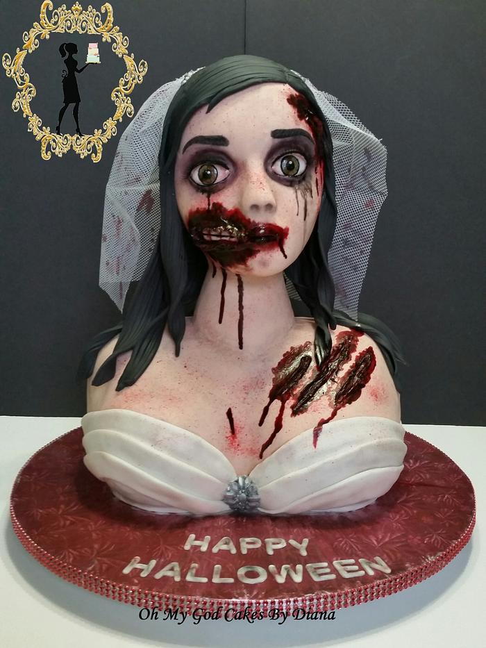 Zombie bride halloween cake