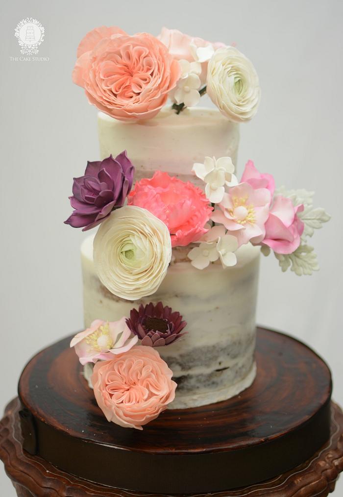 Naked Cake with Sugar Flowers 
