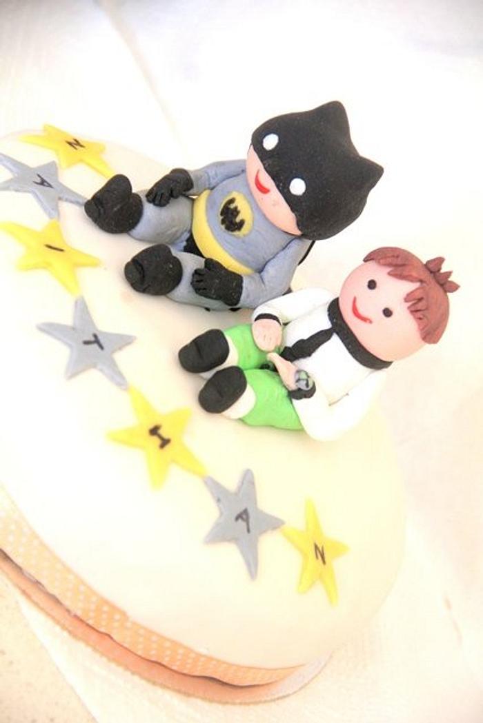 Batman baby and Ben 10 baby cake