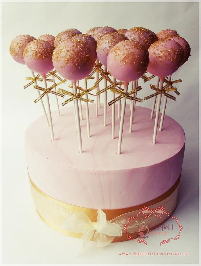 Pink & Gold Wedding Cake Pops