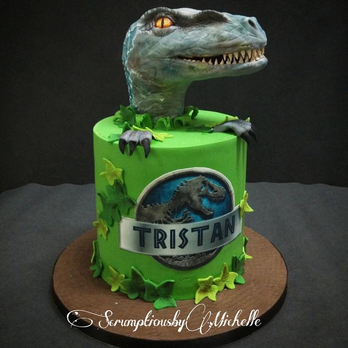 Jurassic World cake with Raptor