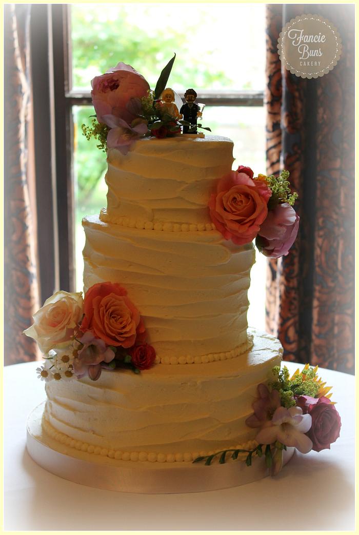 Roughed Up Buttercream Wedding Cake