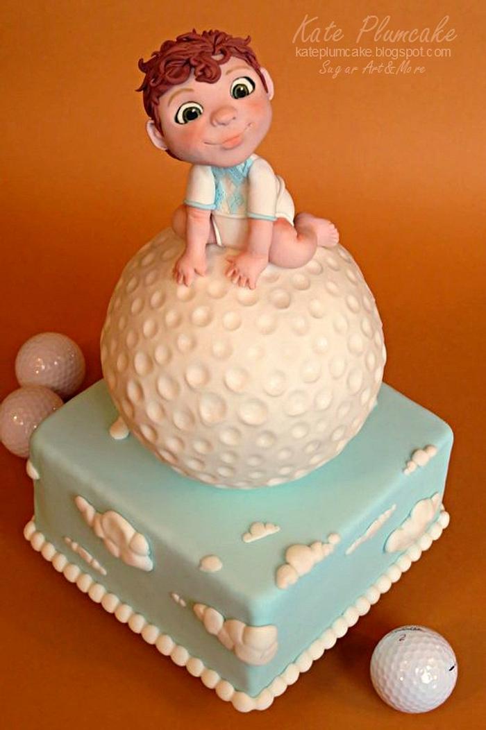 Baby golfer cake