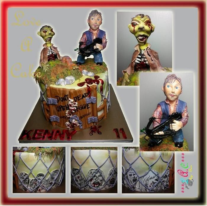 Walking Dead w/ Daryl-themed Birthday Cake